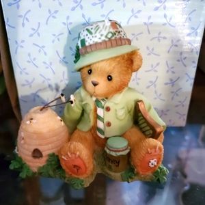 Cherished Teddies lot of 3 teddy figurines. Honey bear Holiday drummer boy